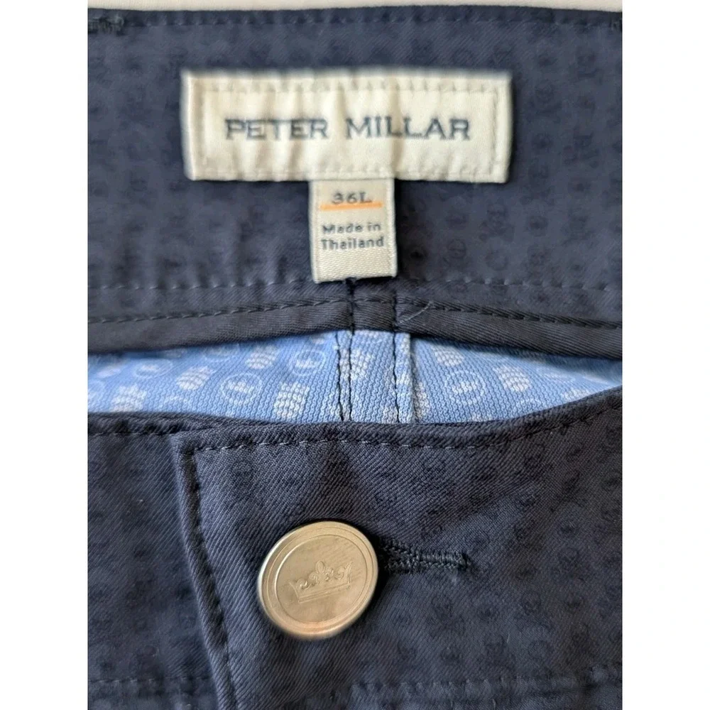 Peter Millar Crown Crafted Pants Mens 36 Long Blue Skull Crossbones Stretch Golf